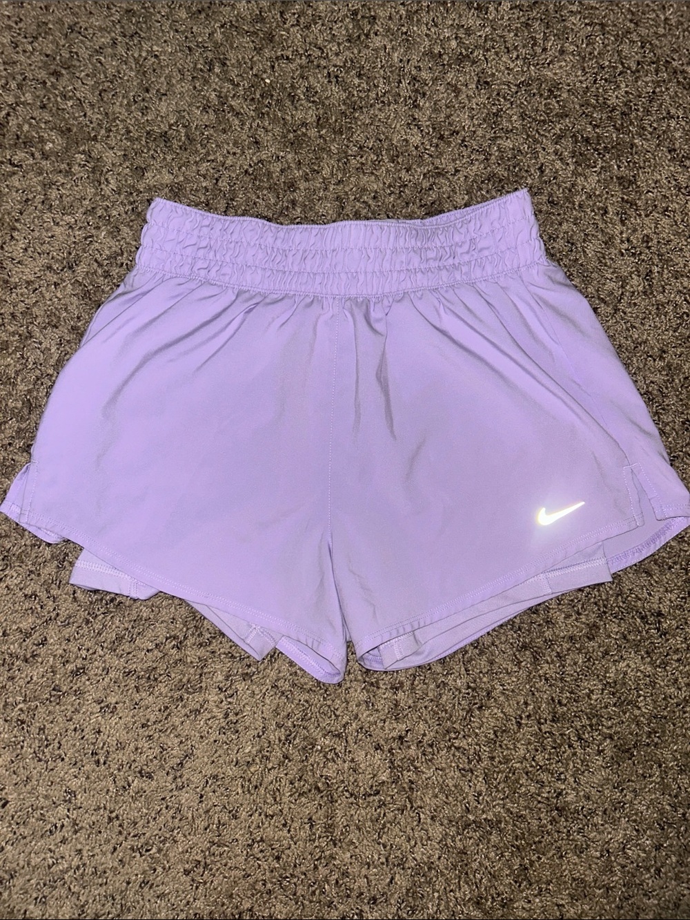 Nike Women's Lavender Athletic Shorts with Reflective Swoosh